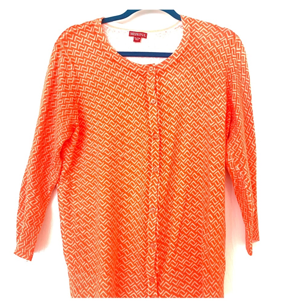 Orange print America cardigan size XL